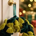 thumbnail image 4 of ShaoXinWan Velvet Bow Christmas Wreath with Hanging Ribbon, 2 Sizes Red Green Luxury Winter Front Door Garland, Soft Flocked Bow Wreath for Wall Mantel Xmas Decor, 4 of 8
