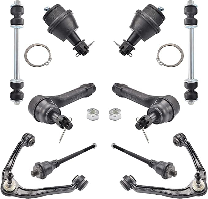 LSAILON 10pcs Inner Outer Tie Rod Ends Lower Ball Joints Front Sway Bar End Links Upper Control Arms Kit Fit for 01-12 Chevrolet Avalanche Silverado 1500 2500 3500 Suburban GMC Sierra Yukon Hummer 