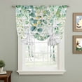 thumbnail image 2 of Green Tie Up Curtains for Windows, Adjustable Balloon Window Shades, Eucalyptus Leaves Kitchen Window Treatments Farmhouse Short Curtains with Rod Pocket 42"x45", 2 of 8
