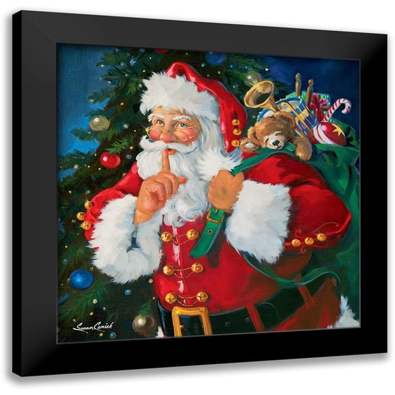 Comish, Susan 12x12 Black Modern Framed Museum Art Print Titled - Shhh Santa