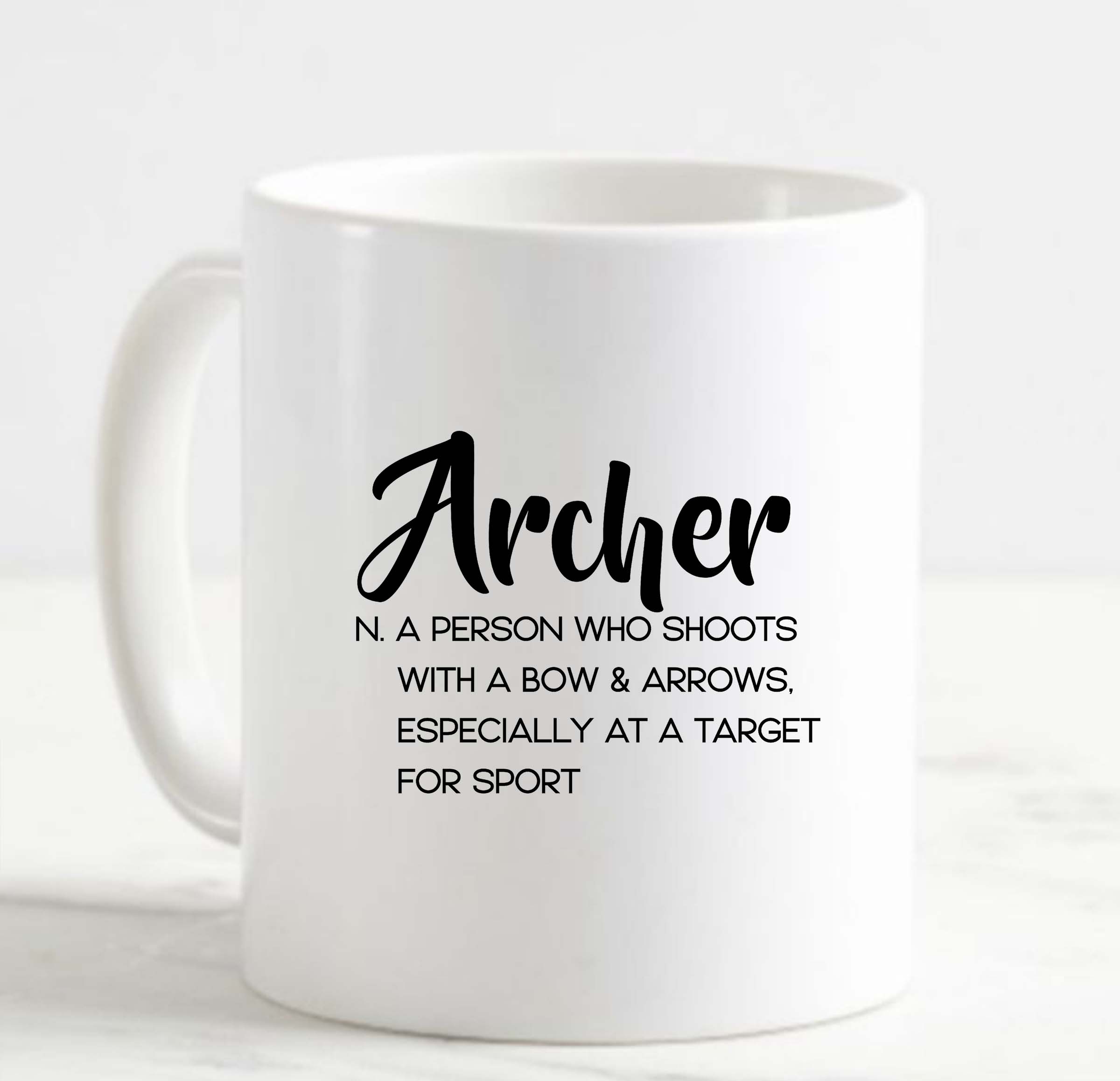 Coffee Mug Archer Noun Definition Sport Bow And Arrow Bullseye White