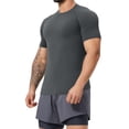 thumbnail image 2 of Deago Men's Workout Slim Fit T Shirts Short Sleeve Gym Bodybuilding Muscle Shirt Athletic Fitness Tee Tops (Gray, S), 2 of 7