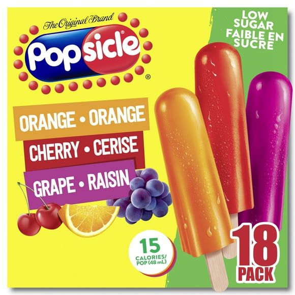 Popsicle Orange, Cherry & Grape Low Sugar Ice pops, 18 x 48 mL