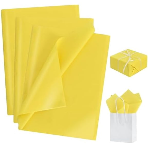 100 Sheets Yellow Tissue Paper Bulk, Wrapping Tissue Paper for Gift Bags, 14 x 20 Inch Gift Wrap for Birthday Wedding Graduation DIY Crafts Holiday Flowers