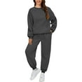 thumbnail image 3 of Pyhlmscde Women's Fashionable And Casual Solid Color Sweatshirt And Pants Suit, Fall Outfits for Women, Winter Clothes for Women, Sweatsuits Women 2 Piece Outfit, 3 of 6