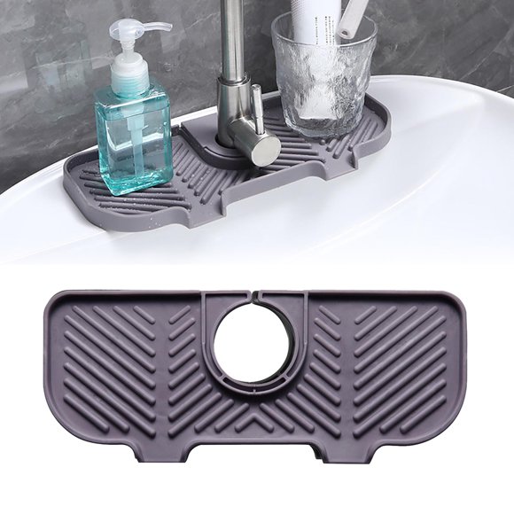 Faucet Guard Draining Tray Mat for Kitchen & Bathroom Sink | Universal Diatomite Stone Absorbent Pad | Non-Slip Water Splash Protector | Fast Drying | 27x11cm | 1 Pack