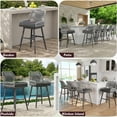 thumbnail image 5 of MEISSALIVVE Set of 2 Rattan Swivel Bar Stools, 26" Counter Height with Woven Rope Back, Cushioned Patio Bar Chairs for Kitchen, Garden, Gray, 5 of 7