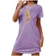 thumbnail image 2 of Camisón corto de talla grande para mujer, camisón de manga corta con estampado de pecho a la moda, camisón para mujer, 2 of 7