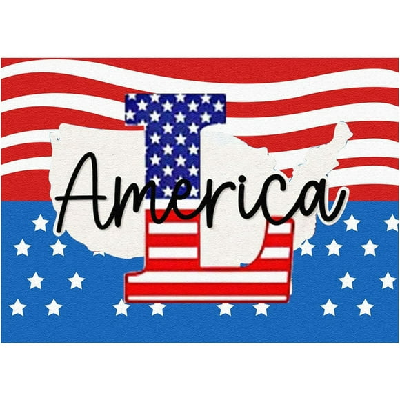 TOPRenddon 26-Letter Patriotic Doormat – Custom USA Flag Non-Slip Welcome Mat for 4th of July Front Door Decor, Memorial Day Outdoor Floor Mats & Personalized Holiday Gifts (24x16 Inch)