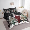 thumbnail image 3 of Manfei Merry Christmas Bedding Comforter Set 7-Piece, Xmas Tree Full Bedding Set, Leopard Print Plaid Fitted Sheet Flat Sheet, Microfiber Bedroom Decor, 3 of 8
