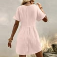 thumbnail image 4 of Summer Brilliant Summer Womens Dresses Plus Size New Short Sleeve-Neck Solid Color Pocket Dress Short Sleeve-Neck Dress Pink M, 4 of 7