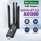 thumbnail image 5 of Tarjeta de Red WiFi de 1300 Mbps, 2,4 G/5 GHz, WiFi6, Bluetooth 5.4, Dongle AX1300 USB de 4 Antenas, Receptor Inalámbrico para PC y Portátil., 5 of 5