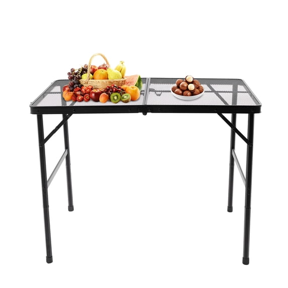 35" Portable Folding Camping Table Adjustable Height Lightweight BBQ Picnic Party Table30kg/66lbs Load-Bearing
