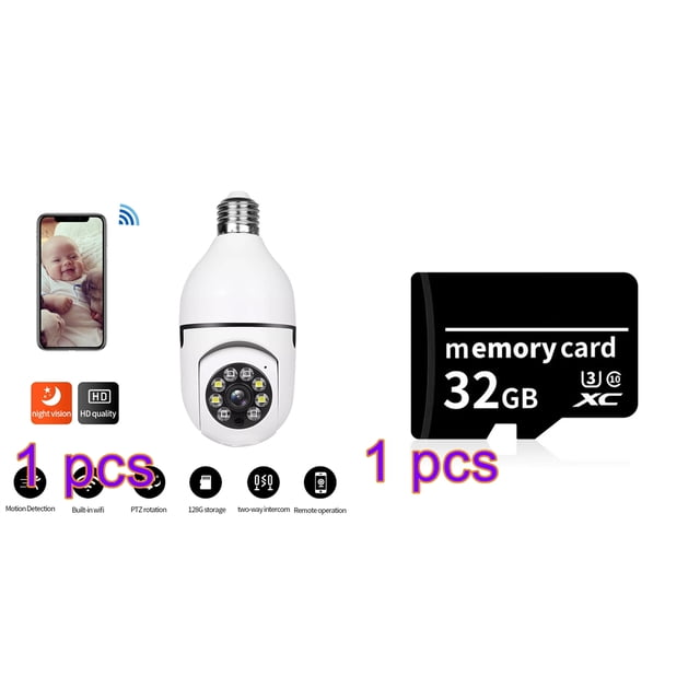 360 ° 1080P IP E27 Bombilla Cámara 5G Wi-Fi IR Noche Inteligente Seguridad Inalámbrica + 32G TF TARJETA LDY Cámara