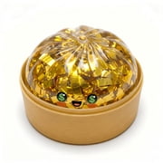 2 Pcs Giant Gold Glitter Dumpling Squishy Toys with Steamer Basket, Jumbo Bao Bun Stress Relief Ball, Viral Fidget Sensory Toys for K*-ids and Adults, Dollar Sign Eyes Money Dumpling