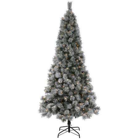 7.5' Pre-Lit Frosted Brewer Slim Pine Decorative Artificial 7.5' Pre-Lit Frosted Brewer Slim Pine Decorative Artificial Christmas Tree - Clear Lights - 7.5' Pre-Lit Frosted Brewer Slim Pine Decorative Artificial