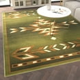 thumbnail image 3 of Emma + Oliver 8x10 Olefin Accent Rug with Southwestern Geometric Arrow Design in Green, Black, Beige & Ivory and Natural Jute Backing, 3 of 7