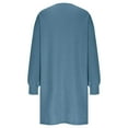 thumbnail image 5 of Midi Dresses for Women Solid Color Casual Long Sleeved V-neck Side Pocket Casual Fashion Dress A-Line Casual Loose T-Shirt Beach Sundress, 5 of 6