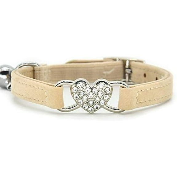 Adjustable 8-11 Inch Heart Bling Cat Collar with Safety Belt Breakaway Bell Sparkling Decoration
