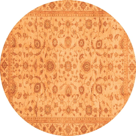 Ahgly Company Indoor Round Oriental Orange Modern Area Rugs, 7' Round