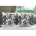 thumbnail image 5 of Ambesonne Musician Animals Throw Pillow Cover Pack of 4, Wolf Bear Monkey, 4 Pcs-26" x 16", Lavender Blue Brown White, 5 of 5