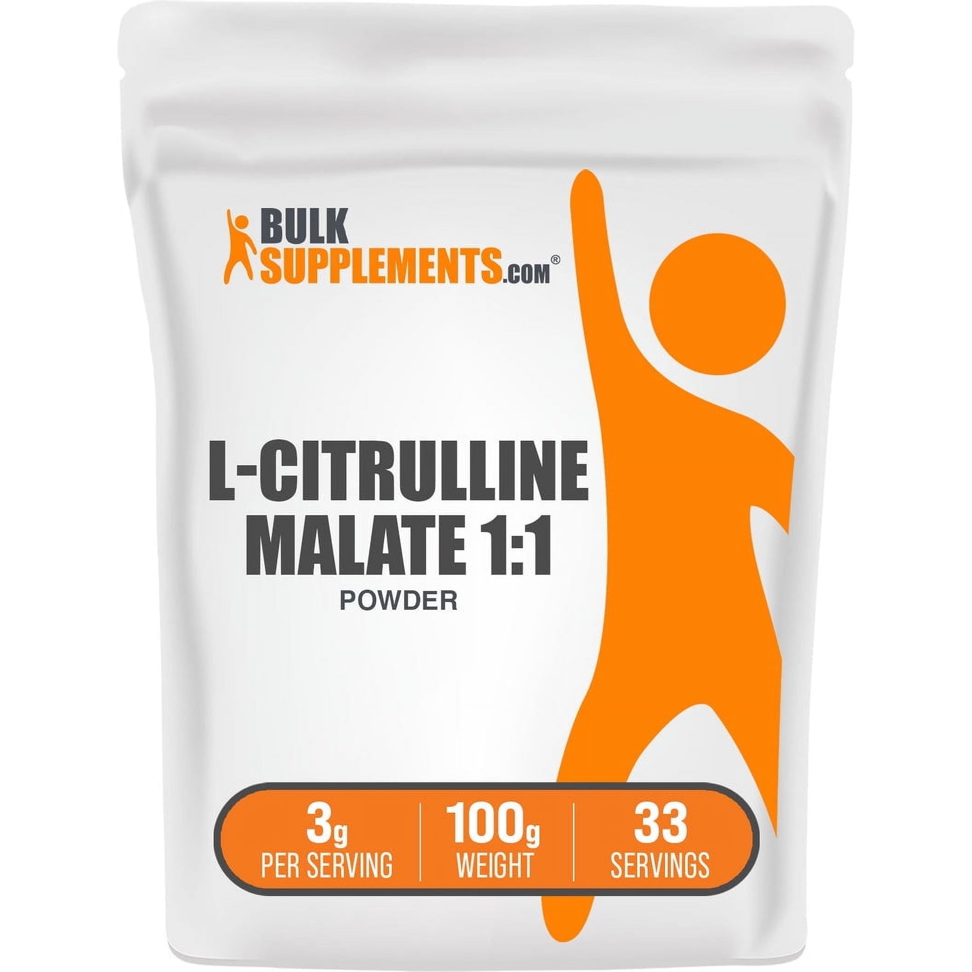 BulkSupplements L-Citrulline Malate 1:1 Powder - Citrulline Supplement, Amino Acid Supplement - Unflavored, 3g per Serving, 100g (3.5 oz)