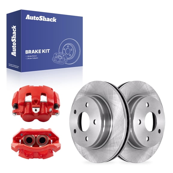 AutoShack Front Vented Brake Rotors   Calipers Red 4-PC Brake Kit Replacement for 2011-2018 Ram 1500 2009-2010 Dodge Ram 1500 2007-2009 Dodge Durango 2007-2009 Chrysler Aspen 13.22" (335.9 mm)