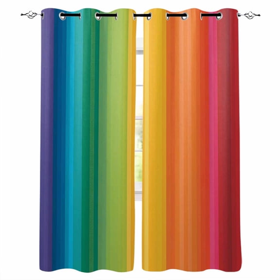 Rainbow Striped Blackout Curtains for Bedroom/Living Room, Thermal Insulated Kitchen Curtains, Colorful Gradients Modern Abstract Art Grommet Darkening Window Treatment Drapes 42"x63"x2