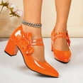 thumbnail image 6 of Miluxas Women's Bow Heels Mary Jane Block Chunky Heel Pumps Round Toe Comfortable Low Heels Wedding Evening Party Dress Shoes Orange 8.5(41), 6 of 9