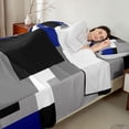 thumbnail image 4 of Manfei Abstract Geometric Block Bed Sheets, Geometric Theme Fuul Size Sheets, Blue Black Gray White, Black Reversible 4pcs1 Flat Sheet + 1 Fitted Sheet + 2 Pillowcases, 4 of 6