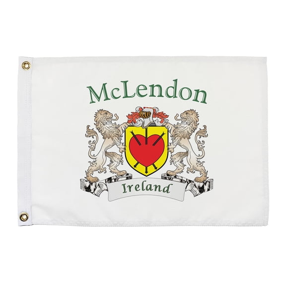 McLendon Irish Coat of Arms Small White Flag - 16"x10.5" inches