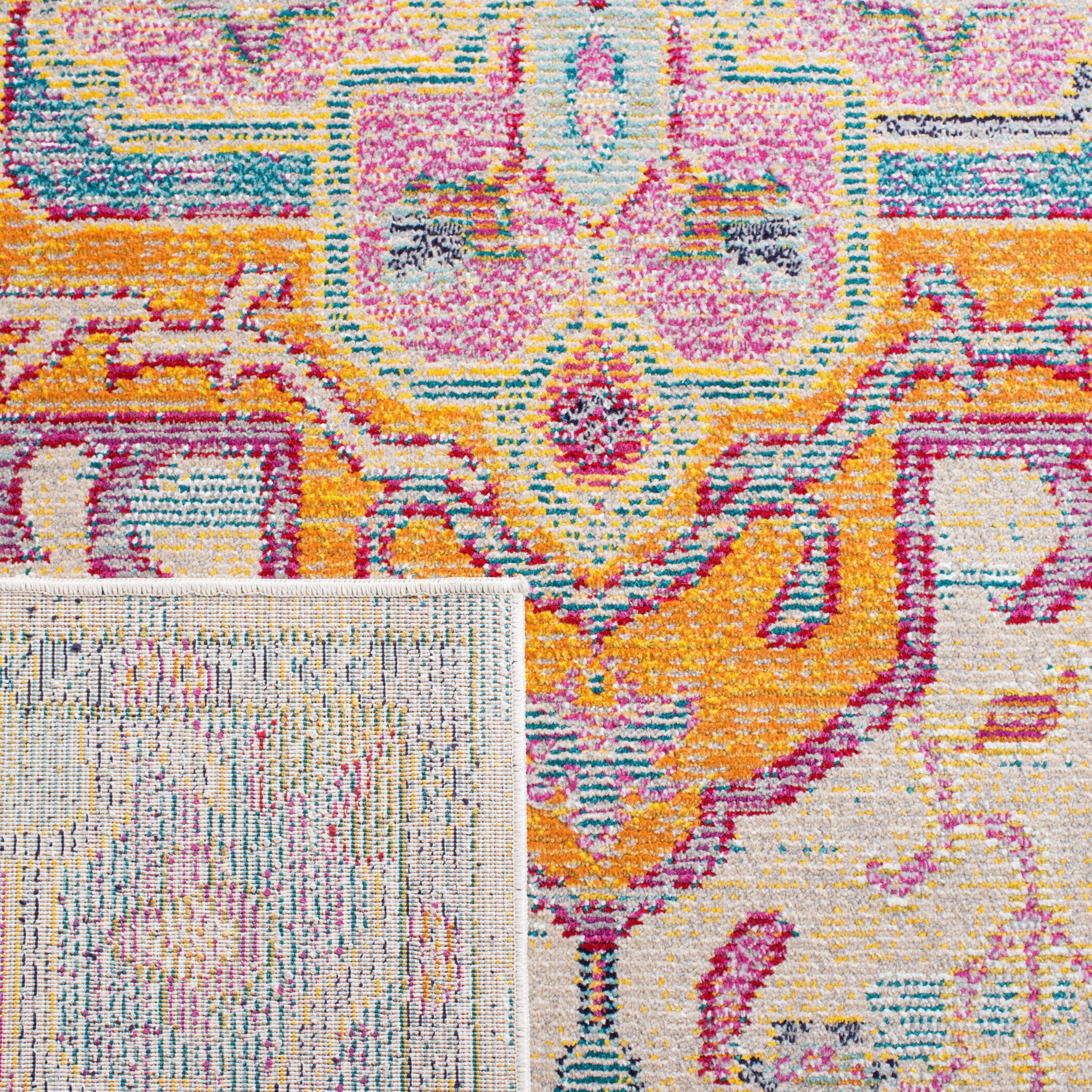 SAFAVIEH Crystal Debra Southwestern Area Rug, Light Blue/Fuchsia, 3' x 5'