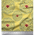 thumbnail image 1 of Soimoi Yellow Rayon Fabric Floral & Laurel Leaves Printed Craft Fabric by The Yard 42 Inch Wide, 1 of 3