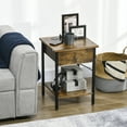 thumbnail image 3 of HOMCOM End Table with Wireless Charging Station, 2 USB Ports, Rustic Brown, 3 of 9