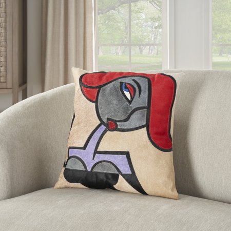 Nourison Natural Leather Hide Modern Woman Multicolor 20 x 20 Throw Pillow