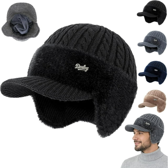 Torocky Coldshield Trapper, Rocky Coldshield Trapper, Tuque de Baseball Chaude et Stylée pour Homme Doublée de Fourrure avec Bord et Cache-Oreilles