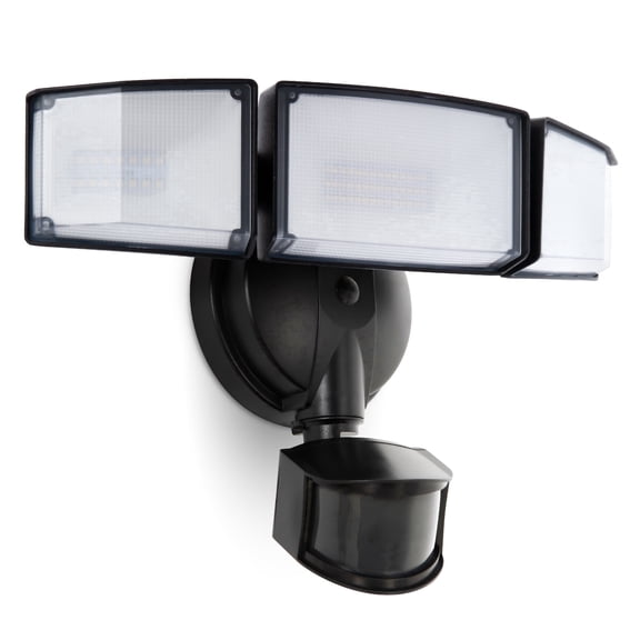 UME 4500LM LED Security Lights Motion Sensor Light Outdoor, 5000K Daylight, IP65 Waterproof, Dusk to Dawn, 3 Head Motion Detected Flood Light for Garage, Yard, Porch (Black)
