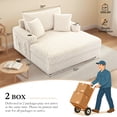 thumbnail image 3 of ATHOPE 53"W Oversized Chaise Lounge Chair Indoor, Corduroy Couch Chair with Pillows, Comfy Reading Chairs with Wide Arms, Upholstered Sleeper Sofa for Living Room, No Assembly Required, Beige, 3 of 9