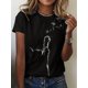 thumbnail image 1 of [Casual Cat Print Crew Tee] Cat Print Crew Neck T-Shirt, Casual Short Sleeve T-Shirt For Spring & Summer, Women's Clothing, 1 of 6