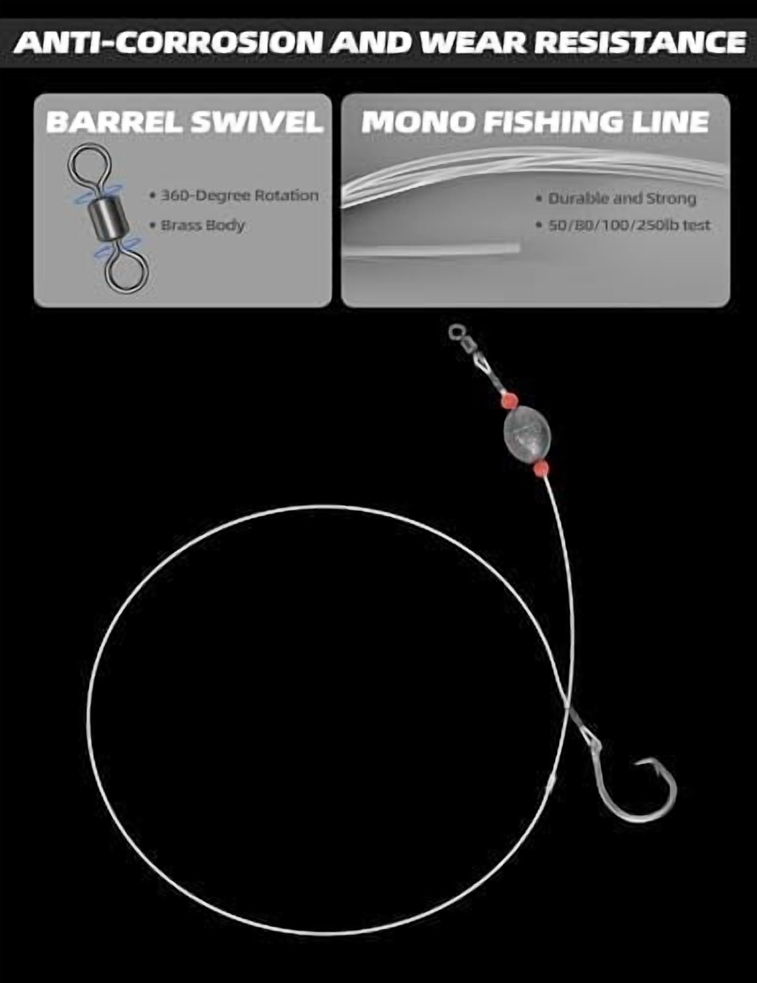 Jointown Fishing Grouper Rig Saltwater Fishing Rig with 2/4/6/8oz Egg Sinker Weight, Mono Line and Stainless Steel Circle Hook for Offshore Big Game