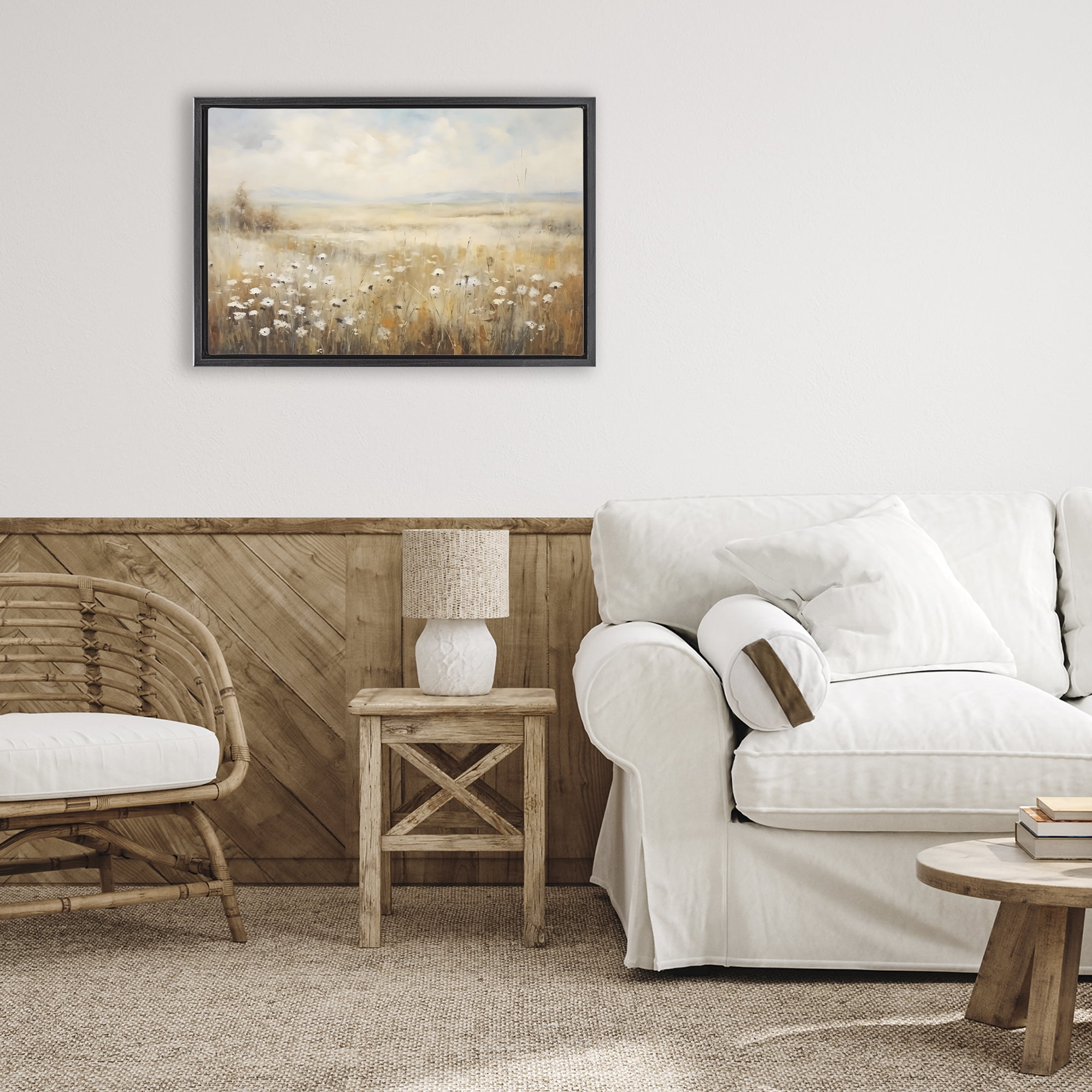 Stupell Industries Neutral Land Calmness Black Framed Floater Canvas Wall Art, design by Creative Studio