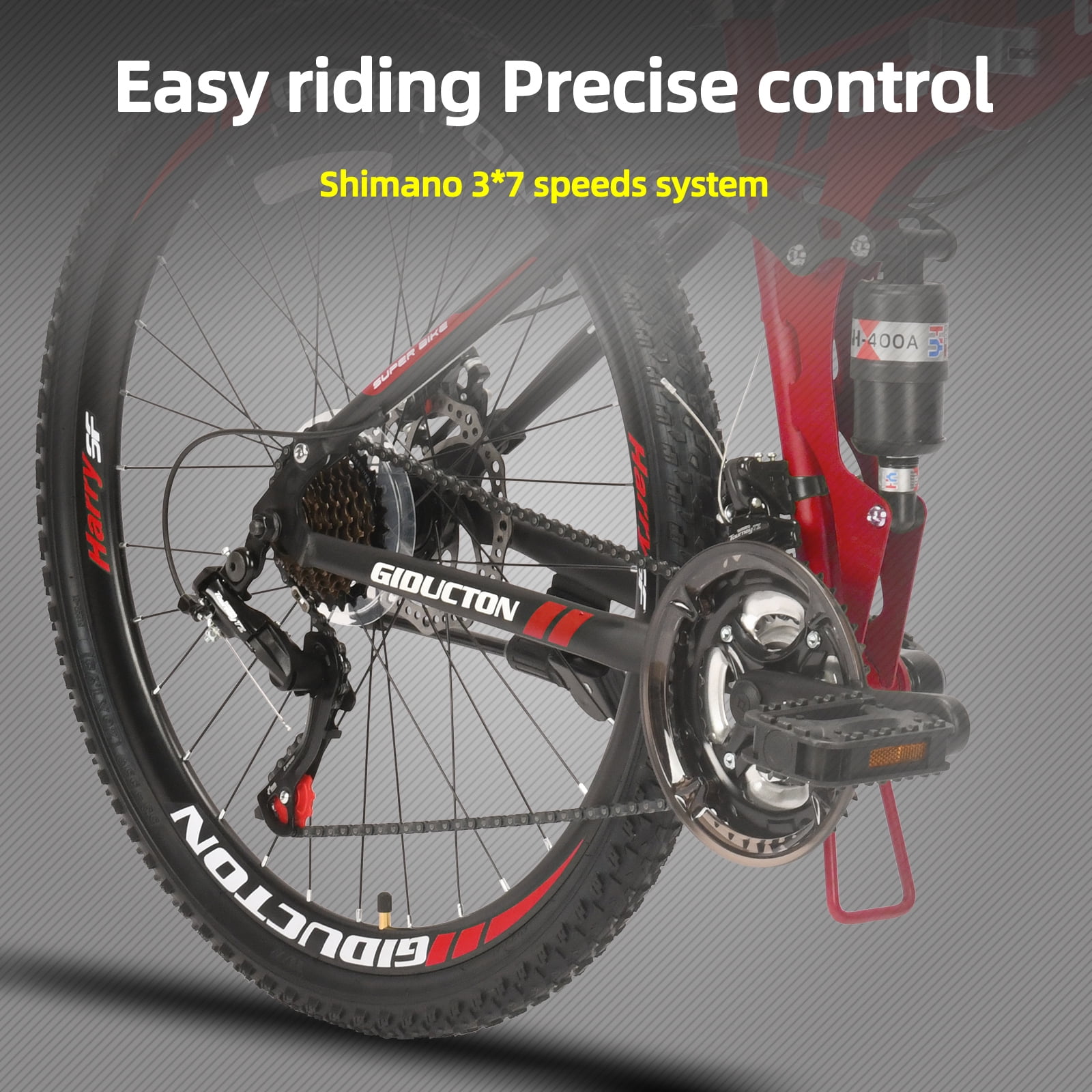 Folding Mountain Bike Eurobike G4 Full Suspension 17 inch Frame 26 Inch Wheels 21 Speed Dual Disc Brakes Foldable Bicycle Bikes for Adults and Teens Red