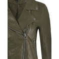 thumbnail image 3 of A2Y Women's Classic Vegan Leather Zip Up Rider Style Moto Biker Jacket Dark Olive M, 3 of 4