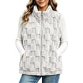 thumbnail image 3 of QATAINLAV Women's Fleece Sherpa Vest Winter Fuzzy Fluffy Checkered Plaid Sleeveless Zip Up Jacket with Pockets, 3 of 8