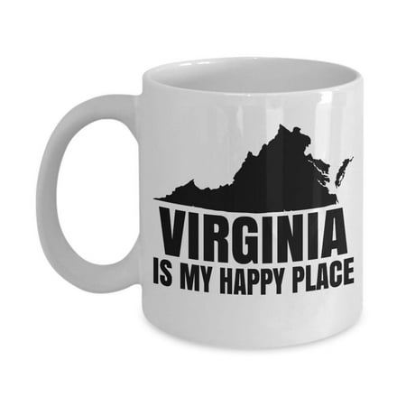 Virginia Is My Happy Place Map Art Print Coffee & Tea Gift Mug, Best Home Décor, Christmas Gifts, Travel Souvenirs, Memorabilia, Kitchen Accessories, Merchandise & Cup Decorations For Men &