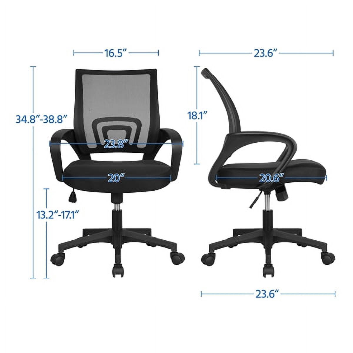 Alden Design Adjustable Mesh Swivel Office Chair with Armrest, Set of 2, Black