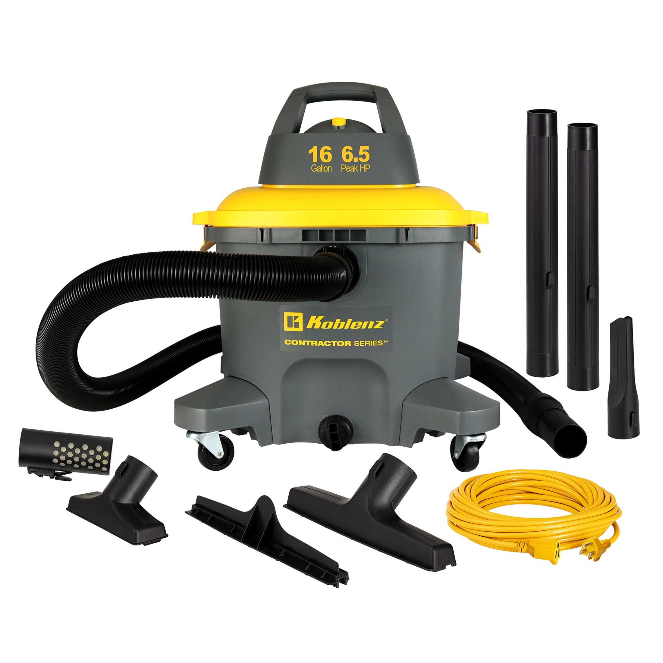 KOBLENZ CONTRACTOR SERIES - Professional Wet Dry Blow Vac, 12 Gallon, 6.0 Peak  HP Lifetime limited warranty 2-1/2 In x 8 Ft Crush Proof Locking Hose, 35  Ft Grounded Electrical Cord - Walmart.com