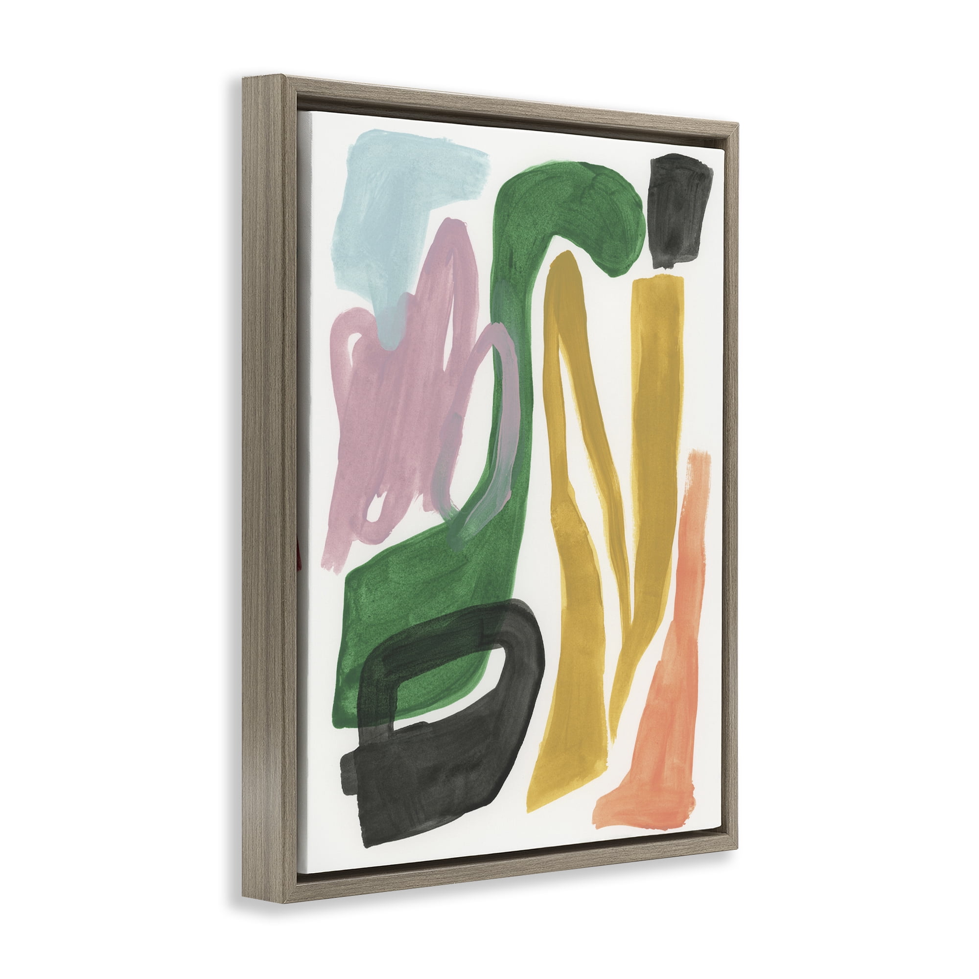 Stupell Industries Bright Contemporary Shapes Abstract Painting Brown Floater Framed Canvas Art Print Wall Art, 17 x 21