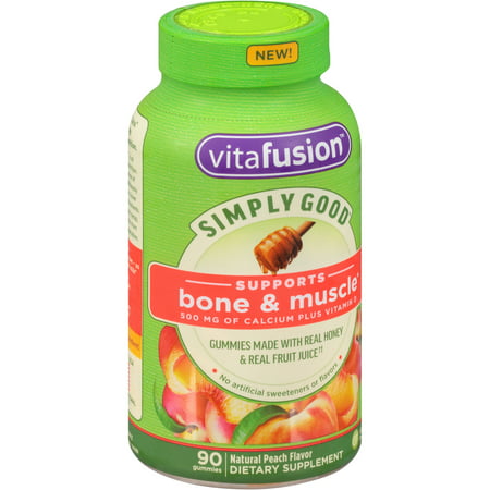 V Vitafusion Simply Good calcium et de vitamine D naturelles Peach gélifiés de suppléments alimentaires, 90 count