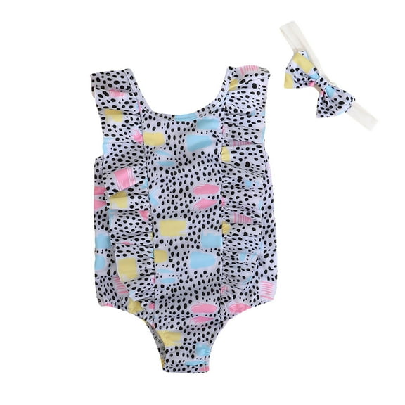 Gerichy Toddler Girl Swimsuit,Girls Bathing Suit Toddler Summer Girls Cartoon Dinosaur Printed Ruffles Two Piece Swimwear Swimsuit Bikini